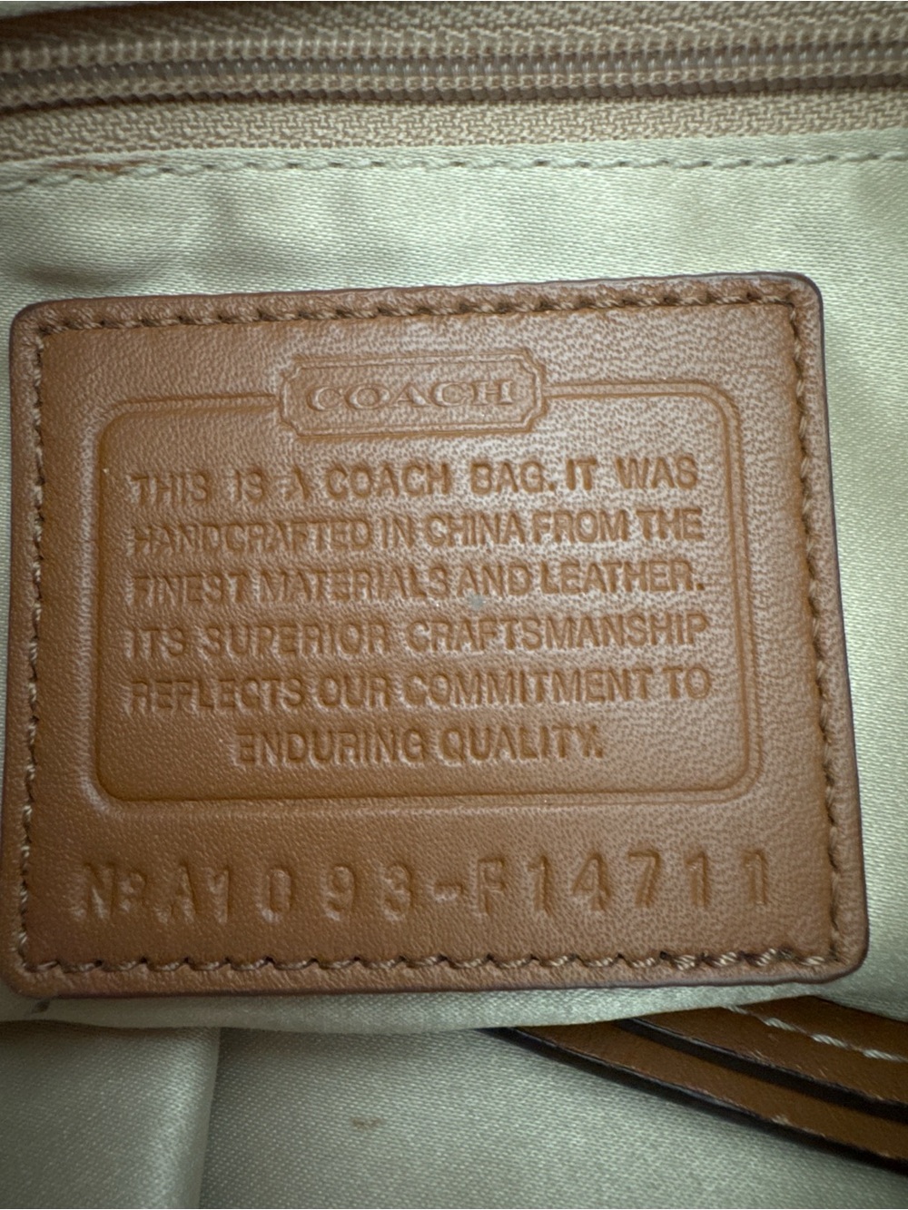 Coach Beige Tan Signature Canvas Shoulder Bag with Brown Leather Trim - Picture 7 of 7